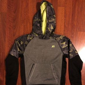 Hoodie Russell Gray Green Kids Sz Medium
